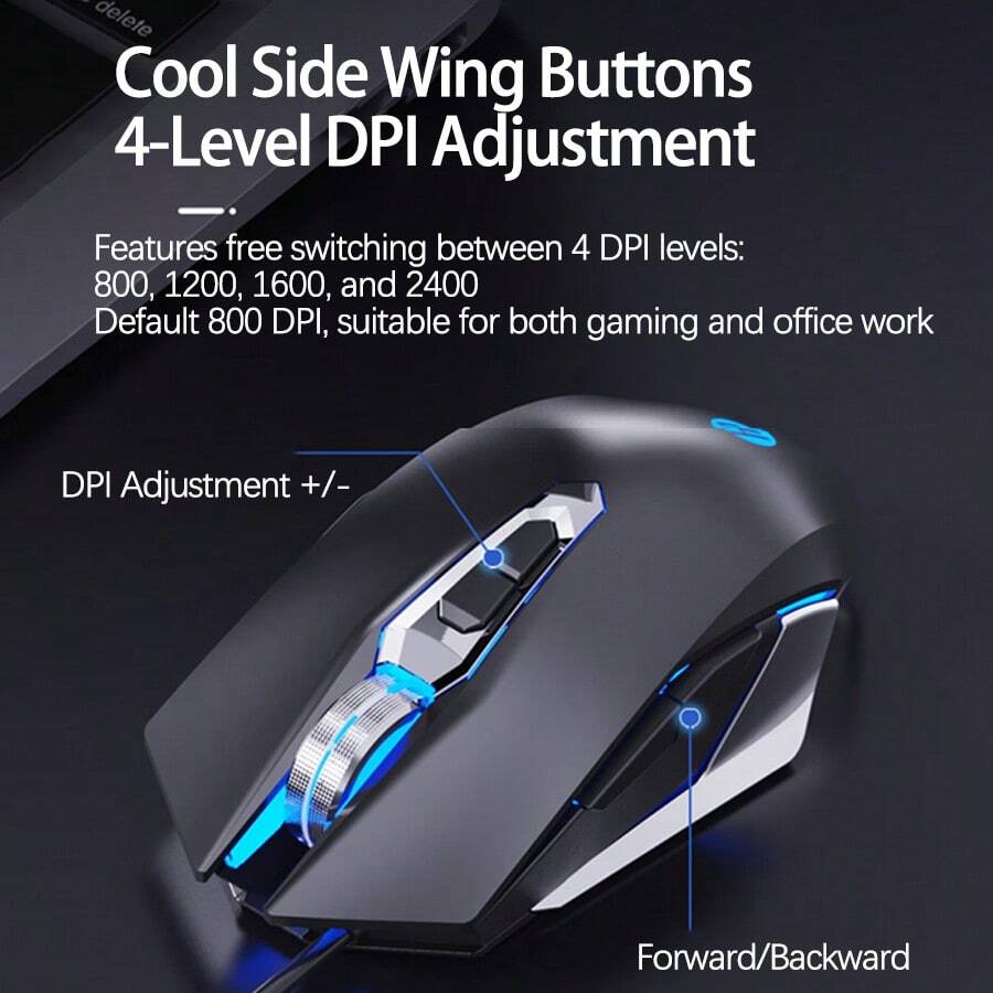 HP Ratón programable tácticamente M220: Motor óptico profesional para un seguimiento preciso, 6 teclas de acceso rápido personalizables, agarre resistente al sudor y al deslizamiento, plug and play para juegos en múltiples escenarios - Sonido negro - Ver 1