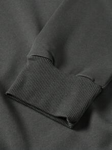 Dark Gray Printing, Spring And Autumn, Men's Fashion Crew Neck Sweater, Outdoor Wear Inside And Outside With The Same Crew Neck Sweater For Men And Wome. - 深灰色 - 查看 4