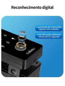 Coibeu Tuya Digital Electronic Glass Biometric Lock - màu đen - Xem 5