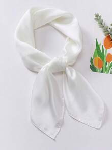 1pc Solid Color 70cm Faux Silk Printed Bandana Scarf, Minimalist Headscarf, Fashion Square Scarf, Elegant Neckerchief, Orange/Green/Red, Suitable For Halloween Costume, Headband, Gift Or Performance Scarf For Dress - 70 Satin - View 19