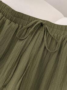 圣诞节 PETITE 女款新款时尚休闲直筒裤，带双口袋 - 橄欖綠 - 查看 3