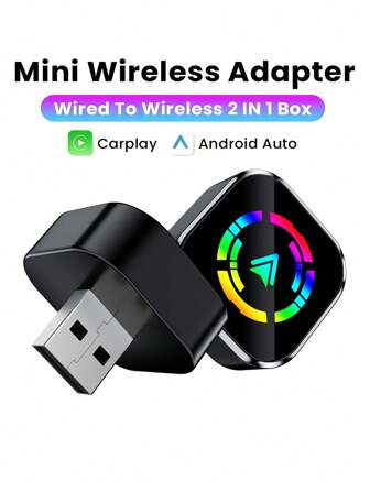 Adaptateur sans fil CarPlays 2 en 1 avec connectivité sans latence, adaptateur auto Android sans fil stable avec fonction de contrôle vocal