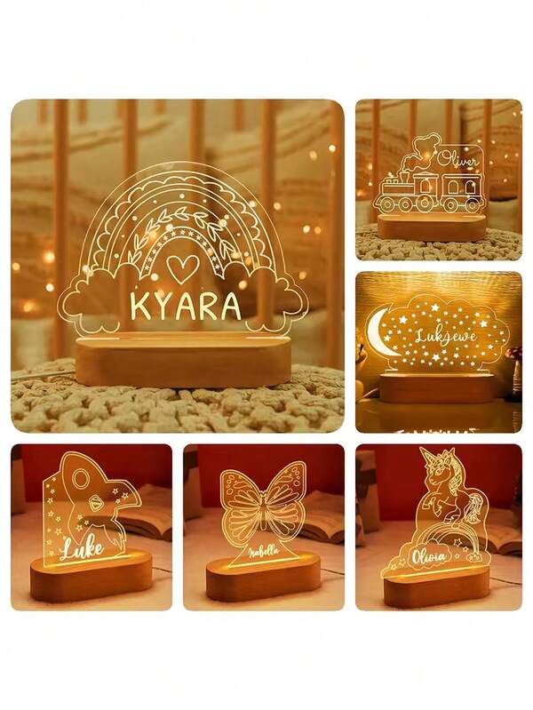Customized Name Acrylic Night Light Bedside Lamp Personalized Customized Gift Home Warm Small Decoration.