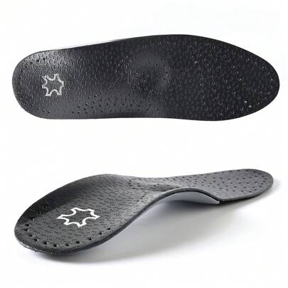 1 Pair Arch Support Shoe Insoles, Leather Material Breathable & Durable Black Insoles Suitable For Casual Shoes & Leather Shoes
