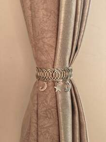 1/2 szt./zestaw metalowych klipsów do zasłon w kształcie gwiazdy i księżyca w stylu vintage, proste klamry do zasłon, odpowiednie do salonu, sypialni, gabinetu, dekoracji domu, prezentów urodzinowych, akcesoriów do zasłon, prezentów na Halloween, dekoracji na Halloween, dekoracji na jesień, dekoracji pokoju, dekoracji ściennych, naklejek ściennych