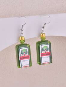 1 Pair Unique 3D Wine Bottle Design Party Earrings For Women - Multicolor - View 5