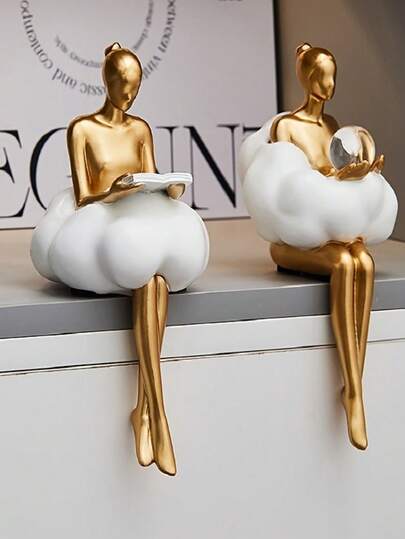 异想天开的树脂云女孩雕像 - 适合室内空间的收藏装饰雕像，具有精致的细节和舒缓的白色 - 幻想爱好者的理想礼物