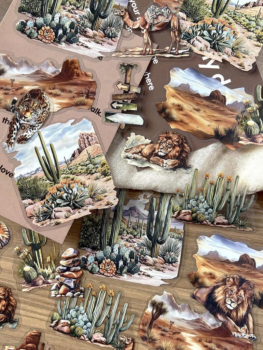 Bộ 15 miếng dán chủ đề phong cảnh, decal dán trang trí sáng tạo, vật liệu thủ công trang trí DIY, quà tặng ngày lễ, đồ dùng học tập, đồ dùng làm album ảnh cá nhân hóa, nhãn dán vui nhộn, nhãn dán máy tính xách tay, nhãn dán điện thoại Kindle. - màu nâu - Xem 1