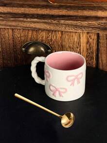 1 件装 Ins 风格新款粉色压花蝴蝶马克杯，优质防滑大容量咖啡杯，家用水杯，可爱设计，陶瓷杯，理想的情人节礼物，易于清洁