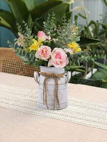 Bình đựng sữa bằng kim loại phong cách Châu Âu cổ điển, Bình hoa trang trí để bàn nghệ thuật chống thấm nước, Thích hợp trang trí nhà cửa, Trang trí sân vườn ngoài trời, Có chậu trồng cây - Xô đựng sữa - Xem 7