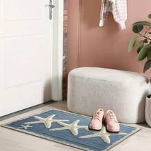 1pc Ocean-Style Starfish Pattern Microfiber Bath Rug, Non-Slip And Super Soft Bathroom Mat, Doormat, Bathroom Water Absorption Mat, Machine Washable, Low Pile, TPR Backing, Knit Fabric, For Bathroom, Bedroom, Kitchen, Entryway, Indoor & Outdoor Use, Bathroom Accessories & Decor, Perfect New Home Gift. Entryway Decor Bathroom Kitchen Decor Kitchen Rug - Multicolor - View 8