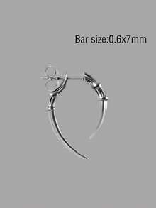 1 件個性化不銹鋼爪吊墜耳環男士復古耳環配件黑色和銀色穿孔 - 黑色 - 查看 9