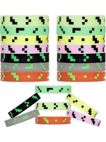 12 buc. Favoruri pentru petrecere cu tematică Pixel, brățări din silicon de dimensiuni mici, decorațiuni de ziua de naștere, cadouri pentru petrecere, pungi cu bunătăți minerit, cadouri pentru sala de clasă, cadou ideal pentru jucători de jocuri video pentru adulți, decorațiuni pentru petrecere de ziua de naștere, cadouri pentru petrecere, piñata miner, cadouri de Ziua Îndrăgostiților