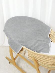 1 Chăn quấn trẻ sơ sinh đan len, chăn quấn trẻ sơ sinh tối giản, viền mỏng, phù hợp cho mọi mùa - Xám - Xem 3
