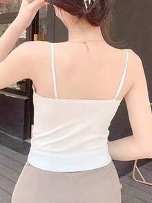 ブラック＆ホワイト リブ編みキャミソール2枚、ブラパッド内蔵シームレス下着、調節可能なスパゲッティストラップタンクトップ、ベースレイヤーまたはウェアとして最適な女性用 - マルチカラー - チェックする 8