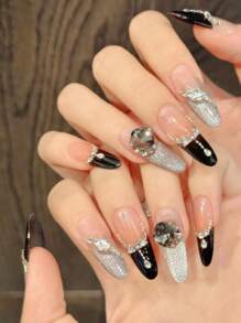 10Pcs Long Oval Handmade Press On Nails For Party And Daily Wear ,Pink Nails, Shiny Cat'S Eye ,Cute Bow, Oval Nails,Cherry,Shiny And Dazzling,Easy To Wear 10Pcs Y2K Handmade Press On Nails,Summer Nails ,Summer Style,Suitable For Girls And Women Festivals Parties And Daily Wear Nail Supplies Nails