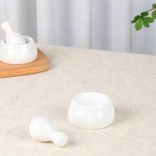 迷你白色陶瓷研钵和研杵套装，完整药丸研磨器，也适用于研磨香料、草药，陶瓷研磨碗，瓷质研磨器