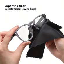 Black Ultra-Fine Microfiber Cleaning Cloth, A Gentle And Reusable Lens Cleaning Cloth Suitable For Eyeglasses, Phone Screens, Camera Lenses And Jewelry. Made Of Black Fine Fabric To Reduce Static, High-Quality Multi-Layer Design, Durable And Soft.
