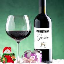 4 piezas Divertidas etiquetas de botellas de vino/jugo navideñas, pegatinas festivas para botellas de vino de fiesta navideña, etiquetas de vino con broma y humor para decoración y obsequios de fiesta, perfectas para decoraciones de fiesta de Navidad, Navidad, pijamas navideños, regalos de Navidad, decoración navideña - Multicolor - Ver 4