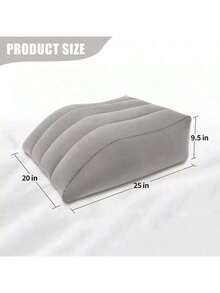 HALMAN 1 pieza Cojín de soporte inflable para alivio de piernas y rodillas, Almohada elevadora de piernas, Almohada en cuña que eleva suavemente las piernas para relajar los músculos y aliviar la hinchazón, Almohada en cuña inflable para dormir, Almohada portátil para piernas, Accesorios esenciales para ejercicio, campamento, vacaciones, accesorios de viaje, máscara para dormir, máscara para los ojos - Gris Claro - Ver 4