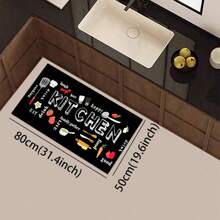 1/3 piezas Juego de alfombras de cocina, alfombra de poliéster tejida antideslizante, lavable a máquina, alfombra rectangular ligera con diseño de comida y vajilla, adecuada para dormitorio, sala de estar, comedor, cocina, baño