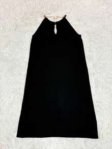 Women's Fashion Casual Vacation Solid Color Summer Short Halter Neck Dress - Black - View 2