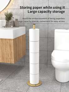 1pc Vertical Toilet Paper Holder, Bathroom Roll Paper Storage Rack, Large Capacity Storage, Suitable For Storing Toilet Paper Rolls In Bathroom And Restroom, Bathroom Accessory - Multicolor - View 7