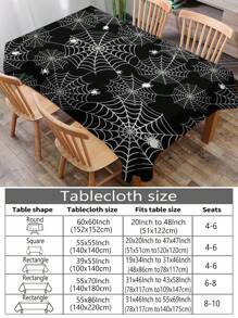 Față de masă cu imprimeu de pânză de păianjen, 1 buc., față de masă de Halloween din fibră de poliester, dreptunghiulară sau rotundă, impermeabilă, imprimare digitală, potrivită pentru sufragerie, uz casnic, mese în aer liber, mese rotunde mici