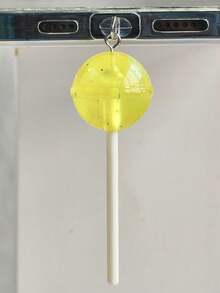1pc Colorful Resin 3D Candy Lollipop Anti-Dust Plug Phone Charm Pendant, Suitable For Type C & Lightning Ports