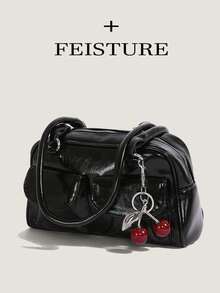 Túi Tote Thời Trang Xuân/Hè Mới Cho Nữ, Túi Đi Làm Nhiều Ngăn Dung Tích Lớn, Thích Hợp Cho Lễ Hội Âm Nhạc, Tiệc Tùng, Túi Quà Tặng Có Mặt Dây Chuyền Hình Quả Anh Đào - màu đen - Xem 4