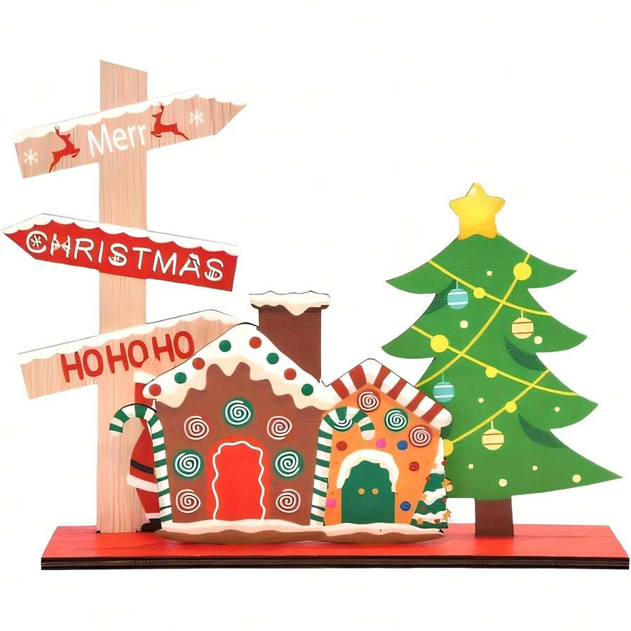 1 pieza Decoración de mesa navideña, Letrero de madera Centropieza de mesa navideña, Decoración de fiesta de Navidad