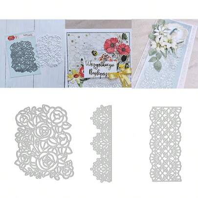 Carbon Steel Cutting Dies, Patterned Background Floral Cutting Mold, DIY Paper Card Craft Tool For Cutting Thin Materials, Greeting Cards Decoration, Embossing, Home Decor Projects