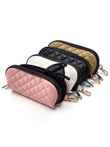 1 Hộp đựng kính mắt mềm, Túi đựng kính râm bằng da PU Neoprene có khóa kéo kèm kẹp cho nam và nữ hình thoi màu da - Nhiều màu - Xem 2