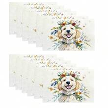 1/4/6/8/12 Stück bedruckte waschbare Tischsets aus Leinen, Oberflächenschutzmatten, Tischsets für Innen und Außen, geeignet für Feierlichkeiten, Küchen- und Esszimmerdekoration