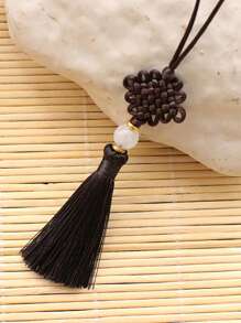 1 Pc Of Retro Chinese Style Tassel Pendant Bag Decoration Accessory Wearing Jade Bead Tassel Multifunctional USB Bookmark Car Pendant Suitable For Daily Use Fall