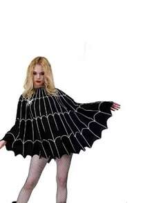 1pc Halloween Spider Cloak Shawl Carnival Masquerade Party Cosplay Shawl - Black - View 3