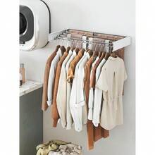 Wall Mounted Clothes Airer Retractable Foldaway Laundry Clothes Drying Rack 30kg Capacity With 5 Rods For Indoor Outdoor Saving Space - 100 cm x 40 cm x 10cm - View 2
