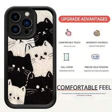 1 件卡通黑白猫防摔手机壳加厚防滑保护套适用于 、Honor、Redmi、Galaxy，防水防震防刮 - 黑色 - 查看 3