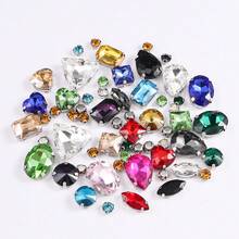 1 Pack Of Approx. 130/100/50pcs Gold Sew On Rhinestones, Mixed Shape Metal Claw Sewing Glass Gems, Rhinestone Embellishments - Mixed Color Silver Base 130pcs - View 6