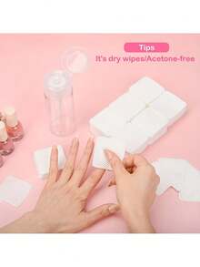 1000/500/400/200 片一次性无绒布心形卸妆垫、指甲油去除垫、柔软无纺布丙酮指甲油去除湿巾、无绒指甲凝胶湿巾、无水指甲护理产品，适用于女性和女孩日常美甲清洁和去除 - 彩色 - 查看 6
