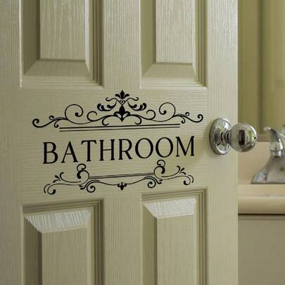 1pc Letter Pattern Wall Sticker, English Letters - Bathroom Wall And Door Sticker, Removable Wall Sticker, Suitable For Home Bathrooms, Home Decoration