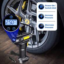 Car Air Compressor Digital Tire Inflator With Auto Stop – Portable Air Compressor W/ LED Light, 4 Pressure Units (PSI/BAR/KPA/Kg/Cm²), 8ft Cord & Needles For Cars, Bikes, Balls - 有綫 - 查看 2