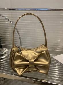 1pc Sweet PU Bow Handbag Shoulder Bag, Casual & Fashionable Solid Color Small Bag, Meets All-Match Storage Needs, Multiple Colors Available, Exquisite & Versatile, Suitable For Daily Travel, Shopping, Photography, All Seasons, Great Gift For Teenagers - Bow Handbag - View 9