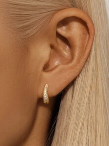 EleRunis 1 对 925 纯银防过敏曲线耳环 18K 镀金细小软骨耳环穿孔珠宝适合女士日常佩戴 - 金色 - 查看 2