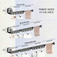 1pc Stainless Steel Folding Clothes Hanger - Polished Finish, Hidden Wall-Mounted Design, Suitable For Balcony And Indoor Use, Space-Saving Wall-Mounted Clothes Drying Rack - Foldable & Extendable Aluminum Laundry Hanger (Expansion Screws Style Randomly Sent) - Black - View 6