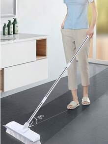 1pc Brush And Scraper In One + Pp And Stainless Steel Rubber Strip + Floor Brush Patio Cleaning Brush Can Brush And Scrape Bathroom Pool Cleaning Brush Different Sizes Available Recommended Wider Brush Head L Stainless Steel Extended Brush Head - White - View 6