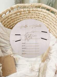 1 件手工制作的波西米亚风格激光切割人造木质新生儿出生公告板，配有医院 ID 手环架、宝宝出生名片、姓名和日期、婴儿房装饰照片道具、优雅的宝宝公告板、2D 图形设计