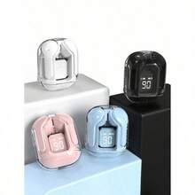 1 Transparent Wireless Bluetooth Earphone, Stereo Wireless Earphone, LED Battery Display, Type-C Charging Case, Compatible With All Smartphones, Suitable For Gaming, Music, Outdoor Sports/Business, Adult Use, Capacitive Microphone, Rechargeable 150mAh Battery, Polymer Lithium-Ion - one-size - View 2