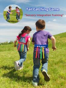 Children's Interactive Toy - Tail Pulling Game Set, Waistband + 5 Colorful Tails, Kindergarten Parent-Child Interactive Toy, Fun Chasing Game Props, Sports Early Education Physical Training Equipment, Outdoor Party Group Game, & Material, Christmas, Halloween, Thanksgiving Family Party Game, Children's Gift Set