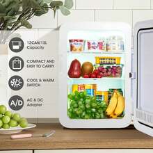 ADVWIN Mini Fridge For Bedroom - Portable 13L/12 Can Electric Plug In Cooler & Warmer For Food, Drinks, Beauty & Makeup, White - Xem 3